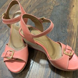 Clark’s,Coral, Zia Castle, Leather Platform Sandal